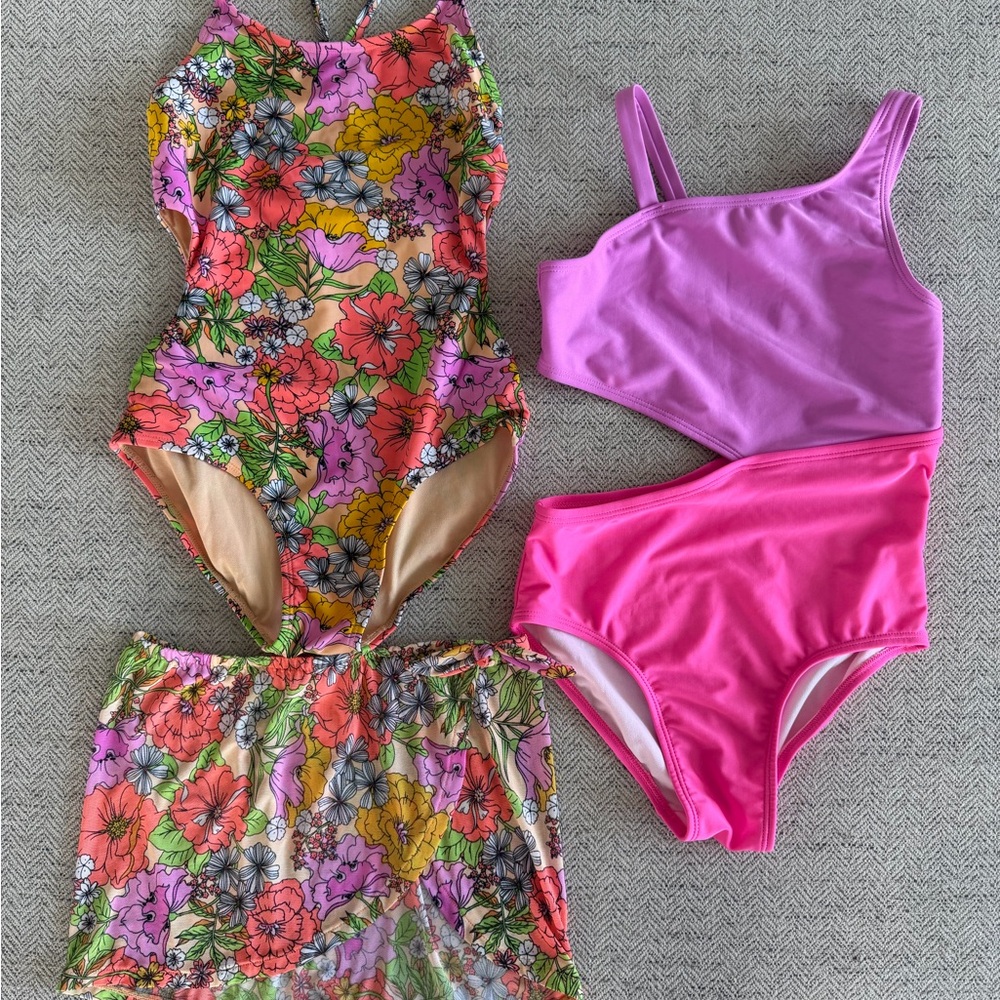 Floral and Pink Swimsuit Set
